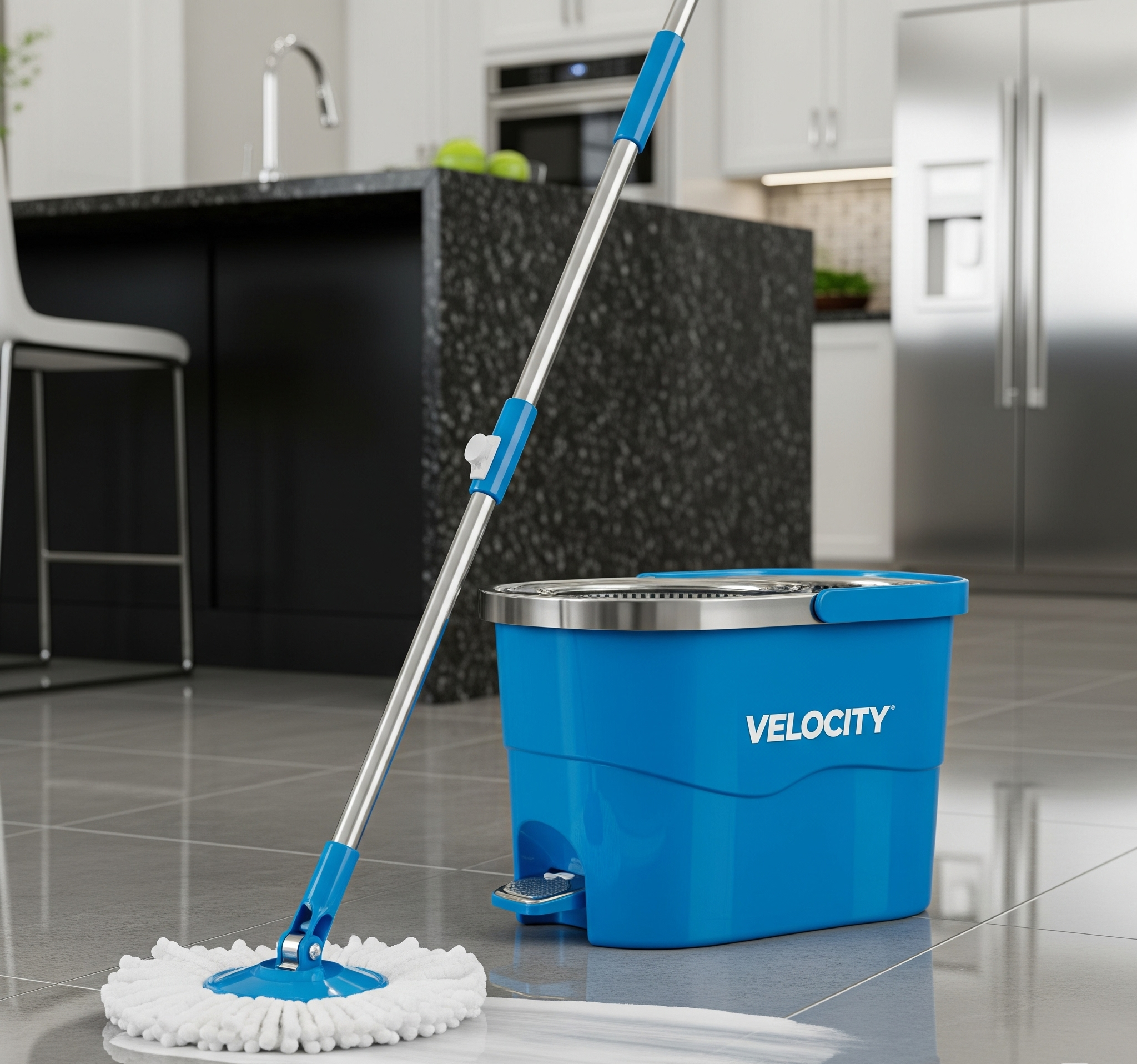 Bonkaso Velocity Spin Mop in use